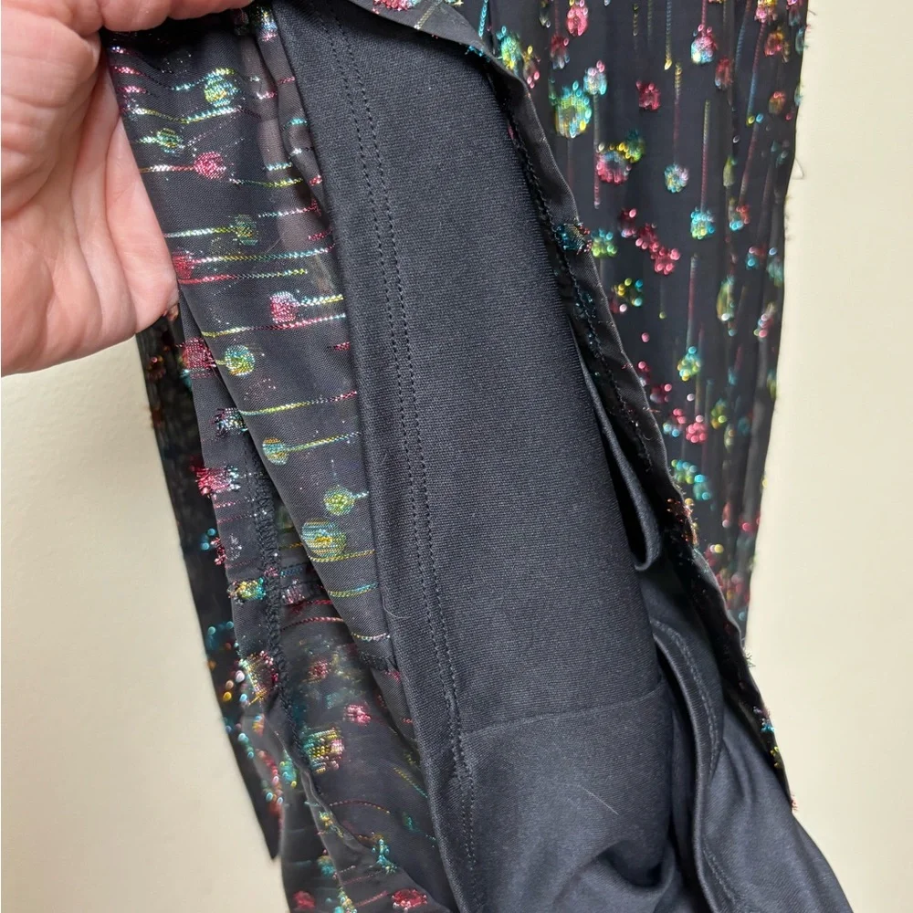 Eva Franco Anthropologie Edita halter black jumpsuit multi-color metallic dot- 2